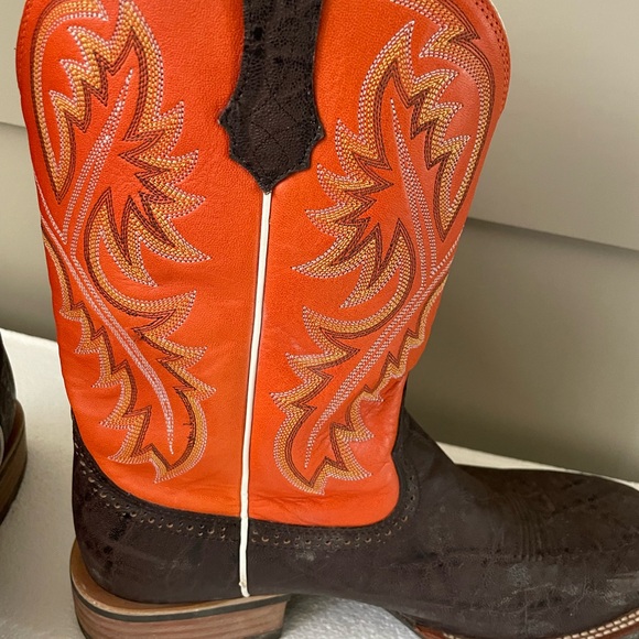 Ariat Western Cowboy Boots Brown Orange - Picture 8 of 12